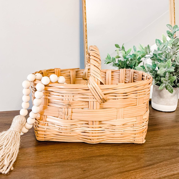 Vintage Boho Wicker Rattan Picnic Basket